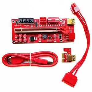 مكثف سيارة, مكثف سيارة V014 Pro PCI-E 1X to 16X Riser 10 VER014 Pci-e Riser Card مع إضاءة Led بدرجة الحرارة