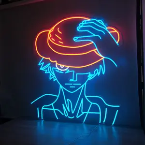 Luffy Ontwerp Custom Led Neon Teken Licht Voor Huis Bar Winkel Gaming Kamer Muur Party Decor Kid 'S Gift Grote neon Sign Stand Anime