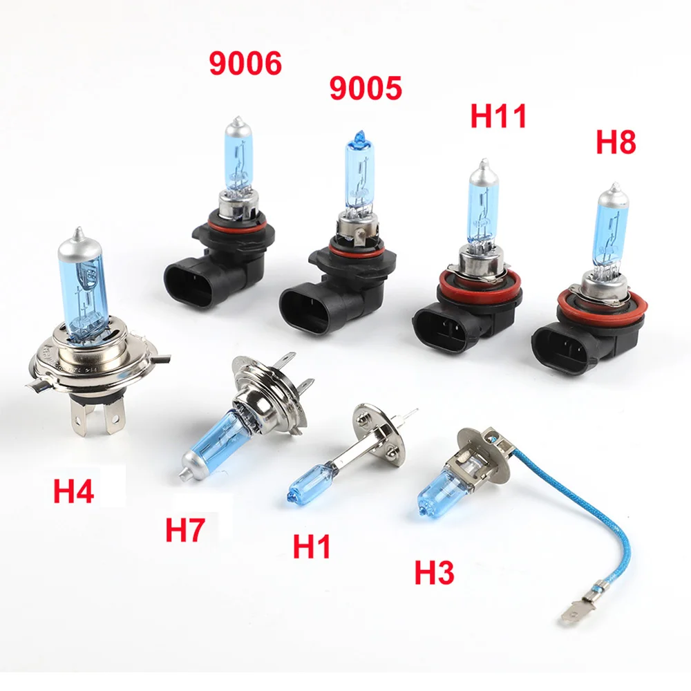 Ampoule halogène H1 H3 H4 H7 H8 H9 H11 9005 HB3 9006 HB4 12V 55W 5000K Lampe de phare de voiture en verre à quartz