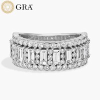 Bague de fiançailles classique en or blanc S925 avec moissanite taille princesse et baguette pour femme, bagues de mariage