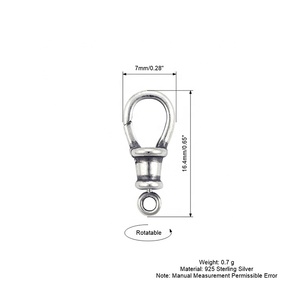 Conector de Plata de Ley 925 para Colgante de Collar, Cierre Giratorio Ovalado, Soporte para Dijes, Fecho de Langosta, 14mm 16mm - Product Image 6