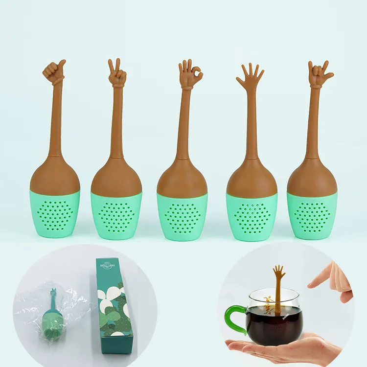 Amazon Hot Sale Gestures Silicone Tea Filter Strainer loose leaf tea infuser Silicone Tea infuser