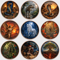Pièces de monnaie en cuivre 5 oz .999 Cuivre Pur, motif toile d'araignée et feuille d'érable rouge automne, impression UV colorée, cadeau
