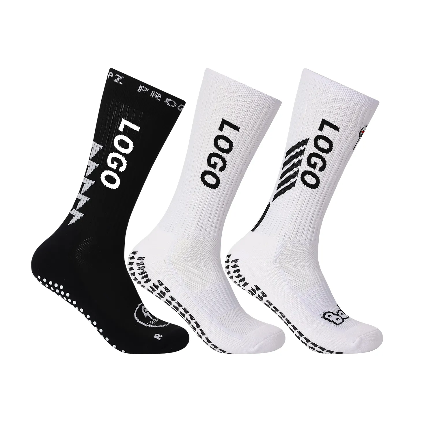 Rubber Bottom grip socks soccer Custom Logo Men Crew Sport grip socks football