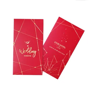 Lot de 50 enveloppes, estampage à chaud, enveloppe cadeau pour nouvel an chinois, rouge, Logo personnalisé