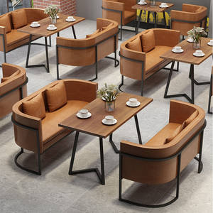 Mesa de comedor y silla de restaurante de comida rápida de lujo moderno combinación restaurante café comercial cubierta sofá bar - Product Image 2