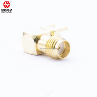 Conectores Coaxiales de Latón RF con Montaje en PCB de 48 Horas, Terminal de Antena Jack SMA Hembra de 50 ohmios Chapado en Oro de Ángulo Recto de 90 Grados