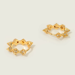 Pendientes de Aro E2891 con Diamantes Naturales en Corte Triangular, Color G, Chapados, para Uso Diario, Modernos para Mujer - Product Image 5
