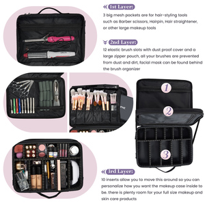 Large Makeup Bag Professional Makeup Case <b>Storage</b> Traveling Cosmetic Bag Brush Organizer Waterproof <b>Make</b> <b>up</b> Artist Bags - Product Image 2
