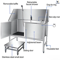 Baignoire pour animaux de compagnie en acier inoxydable 304 sur mesure, de qualité commerciale, pour salons de toilettage canin, directement de l'usine