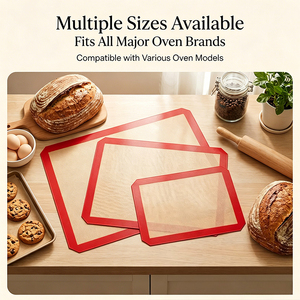 Tapis de cuisson en <span class=keywords><strong>silicone</strong></span> platine à bords rouges, certifié FDA LFGB, renforcé de fibres de verre, antiadhésif, résistant à la chaleur, enroulable, pour four - Product Image 6