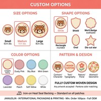Écusson tissé rond personnalisé, motif animal de dessin animé mignon, thermocollant pour vêtements d'enfants, streetwear Kawaii, accessoires de sac à dos, vente en gros