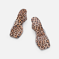 XINZI RAIN Vente en gros Sandales d'été à bout ouvert pour femmes avec lanière en PVC transparent à imprimé léopard pour femmes