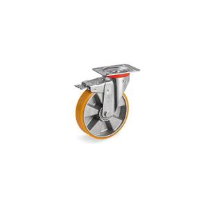 TELLURE ROTA - 656514 TR' roues en polyuréthane, centre en aluminium, support de plaque supérieure pivotante type NL avec blocage avant-largeur de roue - Product Image 1