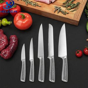 अनुकूलित लोगो प्रीमियम टिकाऊ 5 पीसी शाही स्विस स्टेनलेस स्टील रसोई चाकू काले नॉनस्लिप खोखले हैंडल के साथ सेट - Product Image 5