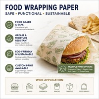 Emballage de hamburger imprimé avec logo personnalisé Papier de soie anti-graisse Emballage pour sandwich Papier ciré de qualité alimentaire shawarma anti-graisse
