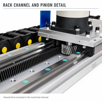 Module linéaire de guidage en rack fermé avec boîte de vitesses servo verticale, chaîne porte-câbles et chariot pré-percé pour l'automatisation