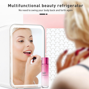 Mini réfrigérateur de maquillage portable avec miroir LED refroidisseur et réchauffeur en plastique pour soins de la peau pour chambre dortoir bureau ou voiture - Product Image 4
