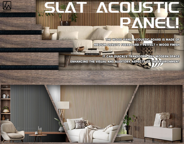 KINGMAN Walnut Oak Mdf Slat Wall Panels Wood Veneer Office Wooden Acoustic Panel Wall Hall Bedroom Living Room Warehouse