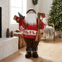 Figurine de Noël du Père Noël en tricot rouge nordique pour la décoration de table de cabane d'hiver, exquise
