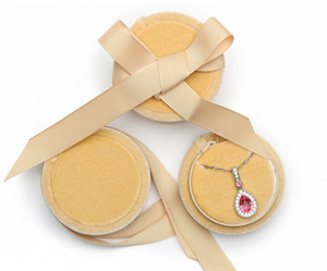 High Garde Custom Gift Storage Ring Collar Pendientes Caja redonda de terciopelo con cinta - Product Image 5