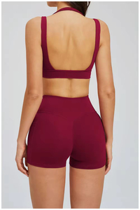 Custom Sustainable Recyclable High Elastic Halter Workout Yoga Bra Backless Nylon Spandex Naked Feel Breathable Gym Sports Bra - Product Image 2