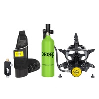 Ensemble de mini-bouteille d'air de plongée 1L approuvé CE EPA/EEC, 200 bars haute pression, masque complet en aluminium, utilisation d'oxygène unisexe pendant 15-20 minutes