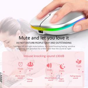<span class=keywords><strong>Souris</strong></span> <span class=keywords><strong>sans</strong></span> <span class=keywords><strong>fil</strong></span> pour jeux sur ordinateur, ultra-fine, rechargeable, batterie au lithium, silencieuse, 2,4 GHz, optique, LED, lumières colorées - Product Image 3