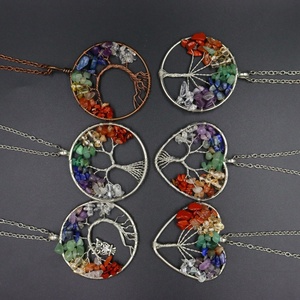 Collana con Ciondolo in Cristallo a Forma <span class=keywords><strong>di</strong></span> Cuore Albero della Vita con 7 Chakra in Pietra Naturale, Gioielli alla Moda per Donna - Product Image 2