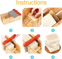 Ensemble de moules à savon en bois, comprenant un moule rectangulaire en silicone avec boîte en bois + une base de découpe en bois + 2 emporte-pièces en métal
