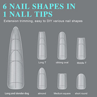 240 faux ongles français à couverture complète, à presser, en gel souple, forme cercueil, avec lignes auxiliaires pour une coupe facile, pour extension de gel