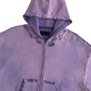 Custom Vintage Washed Acid Wash Hoodie Printed French Terry <b>Zip</b>-<b>Up</b> for Men and Women Casual Winter Style with Hooded Collar - Product Image 2