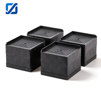 Pieds de meubles en plastique antidérapants réglables et robustes pour canapés-lits, design rectangulaire noir, durables et écologiques