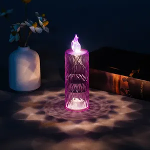 Supplier LED Electronic Candle Light Flameless Refractive Crystal acrylic Candle Table Lamp Romantic Wedding Bar Club Decoration