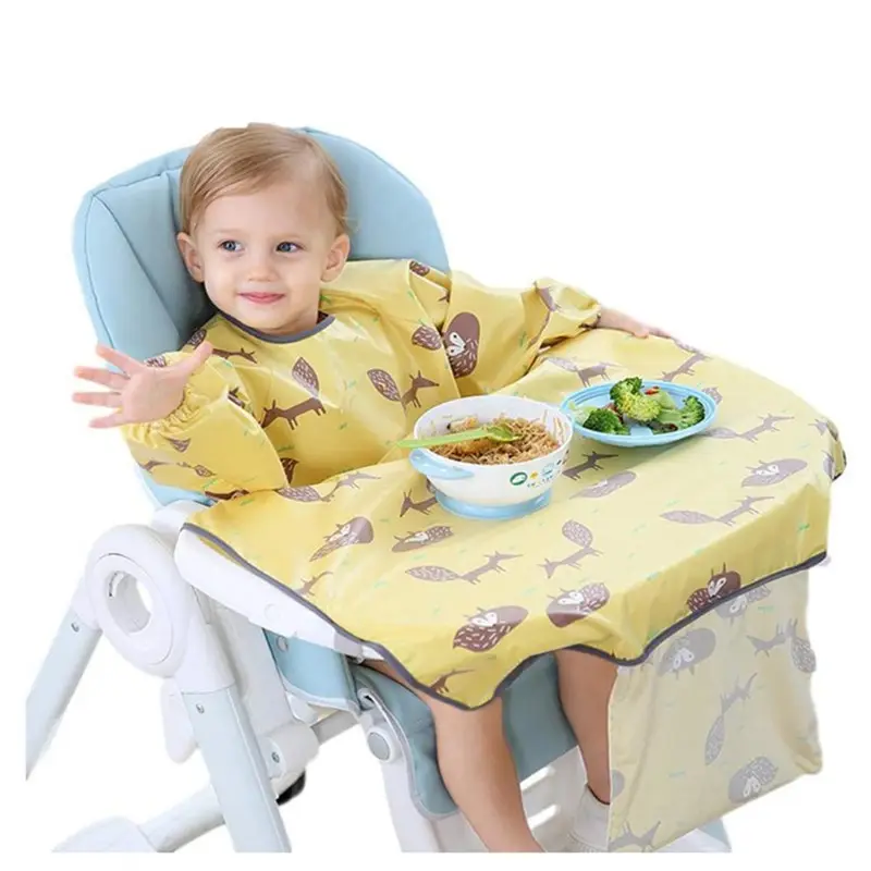 Baby Peuter Spenen Bib Bekroonde Overall Hecht Aan Uw Baby Kinderstoel Tafel Lange Mouwen Waterdichte Vangt Voedsel
