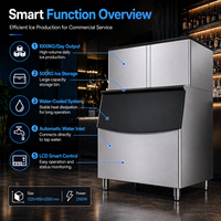 Équipement de réfrigération commerciale, machine à glaçons carrés modulaire, machine à fabriquer des blocs de glace, 1 tonne avec lumière bleue LED