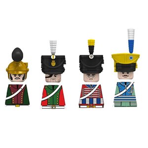 N037-040 Soldat de <span class=keywords><strong>cavalerie</strong></span> des guerres napoléoniennes avec drapeau et lance - Figurine en plastique ABS, petite pièce de construction - Jouet d'assemblage pour garçon - Product Image 6