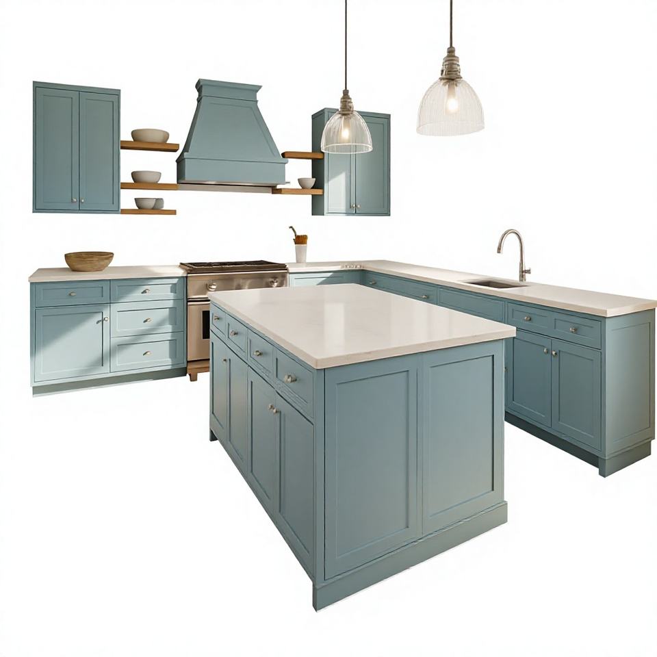 Modern Solid Wood Kitchen Cabinets Shaker Style Storage Units for Home ...