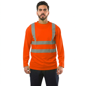 T-shirt de sécurité noir à manches longues, livraison rapide, haute qualité, transfert thermique segmenté, réfléchissant - Product Image 1