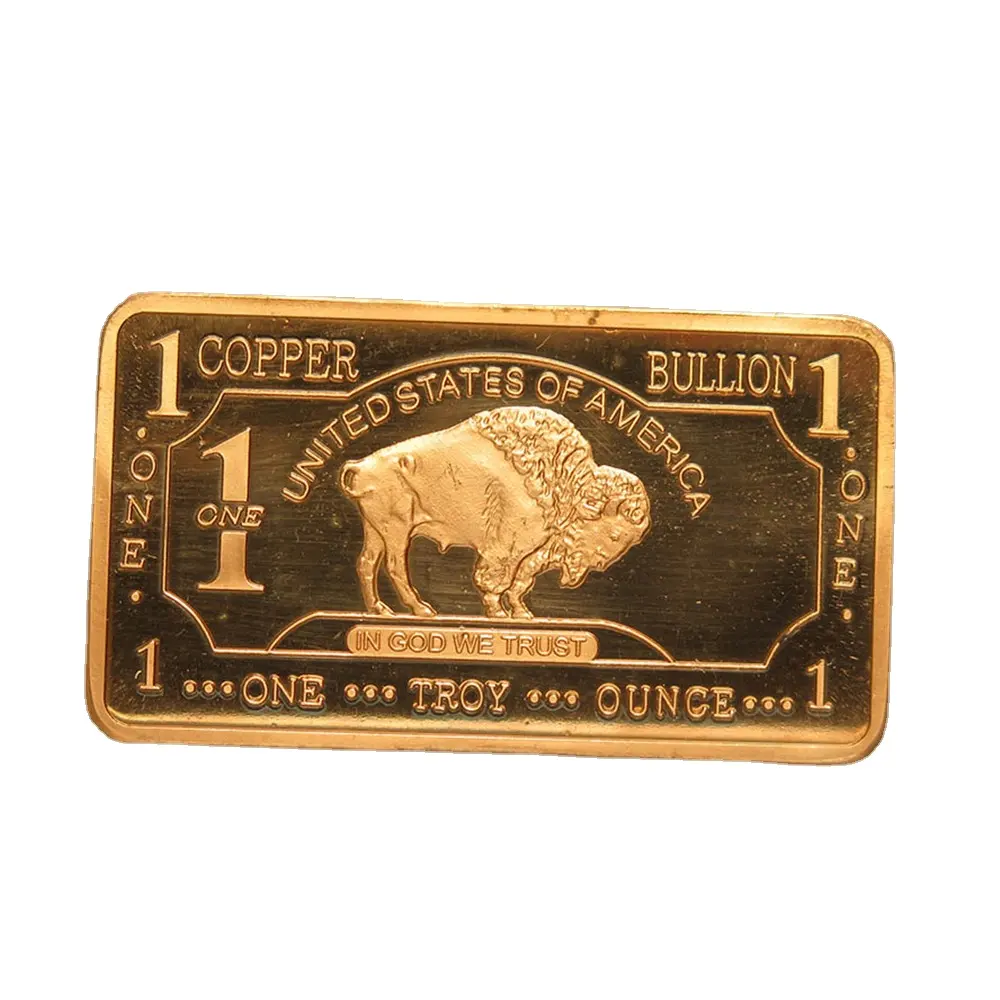 カスタム銅製品チャレンジコイン1オンス999ファインカッパーバッファローバー、背面にCmcmint