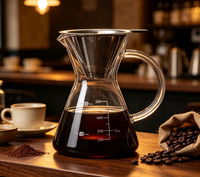 Cafetière arabe en verre borosilicate avec filtre en acier inoxydable, marqueur de mesure, pour café à verser à la maison ou au bureau