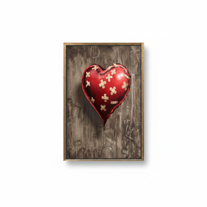 Street Art Bandaged Red Heart Printed Canvas for Modern Decor,<b>GOLD</b> <b>FRAMED</b> CANVAS - Product Image 2