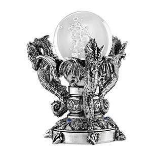 Polyrésine Figur Dragons de Corfou Château Gothique Décor Statue Globe Figurine, 13 Cm, Polyrésine et Verre, Argent <span class=keywords><strong>Chrome</strong></span> - Product Image 1