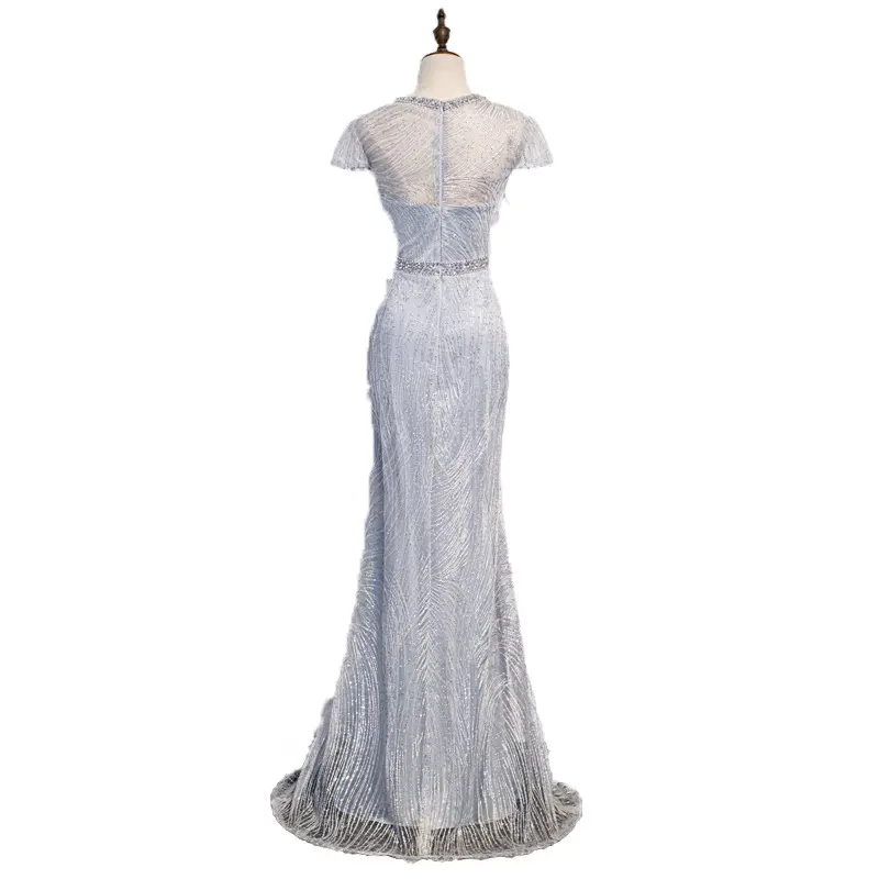 Vestido de noche elegante para mujer, con cuentas, para boda, tela, Italia, 2021