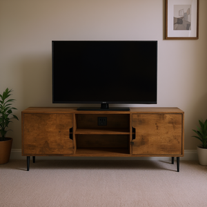 Mobile TV in legno da 80 pollici con presa di corrente per il centro di intrattenimento del soggiorno - Product Image 2