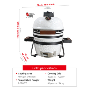 SEB KAMADO Barbecue de cuisine d'extérieur de 13 pouces Barbecue au charbon de bois en céramique Barbecue vert KAMADO Grill - Product Image 2