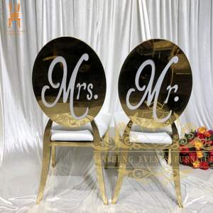 Sang trọng thép không gỉ đám cưới ông và Bà Trở lại cô dâu và chú rể vài ghế - Product Image 1