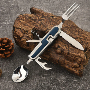 ชุดช้อนส้อมสแตนเลสอเนกประสงค์แบบถอดประกอบได้ พับเก็บได้ สำหรับตั้งแคมป์กลางแจ้ง พกพาสะดวก มีด ส้อม ช้อน - Product Image 3