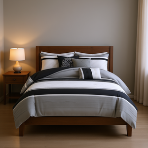 7 Piece <b>Comforter</b> <b>Set</b> Striped Modern Design 100 Polyester Bedding Home Use Anti Pilling Stitched - Product Image 2