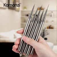 Kit professionnel de 1 pinceau pour nail art UV, outil de manucure, stylo à rayures françaises, à lignes et à fleurs, en matériau synthétique avec manche métallique